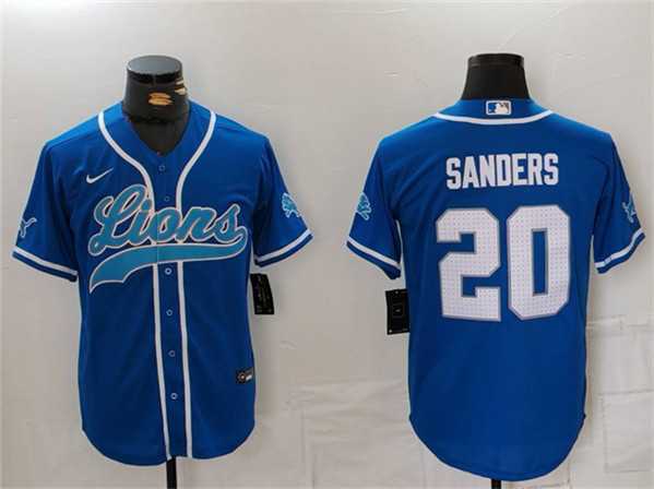 Men%27s Detroit Lions #20 Barry Sanders Blue Cool Base Stitched Baseball Jersey->detroit lions->NFL Jersey